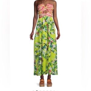 Badgley Mischka Strapless Floral Dress - Pink and Green